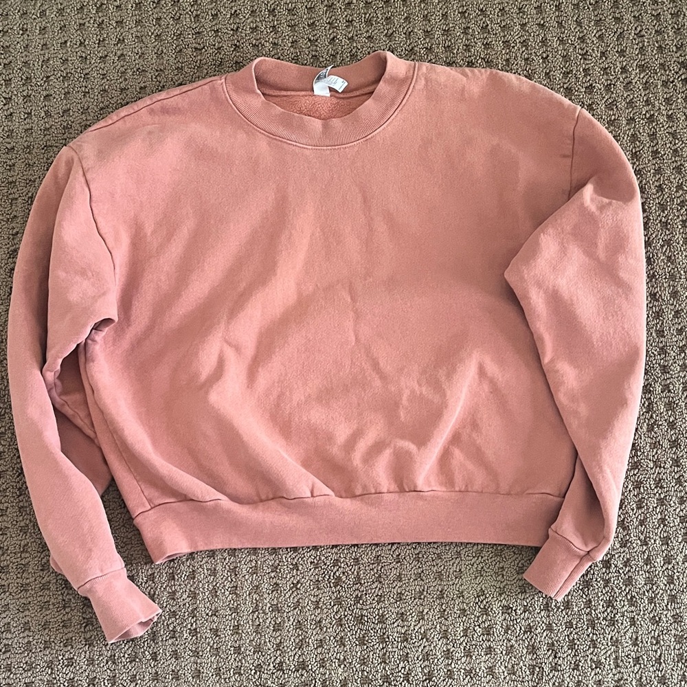 Los Angeles Apparel Garment Dye Heavy Fleece Cropped Mock Neck Sweatshirt - M